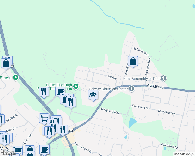 map of restaurants, bars, coffee shops, grocery stores, and more near 131 Good Court in Mount Washington