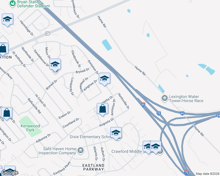 map of restaurants, bars, coffee shops, grocery stores, and more near 2006 Range Court in Lexington