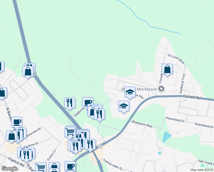 map of restaurants, bars, coffee shops, grocery stores, and more near 430 Love Avenue in Mount Washington
