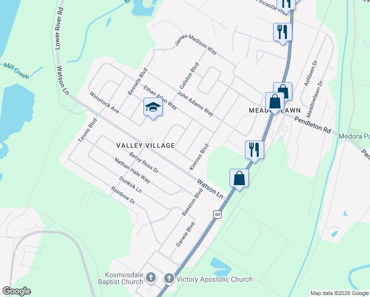 map of restaurants, bars, coffee shops, grocery stores, and more near 13606 Greystone Avenue in Louisville