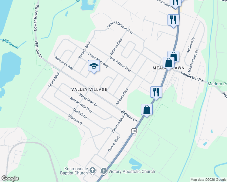 map of restaurants, bars, coffee shops, grocery stores, and more near 13608 Greystone Avenue in Louisville