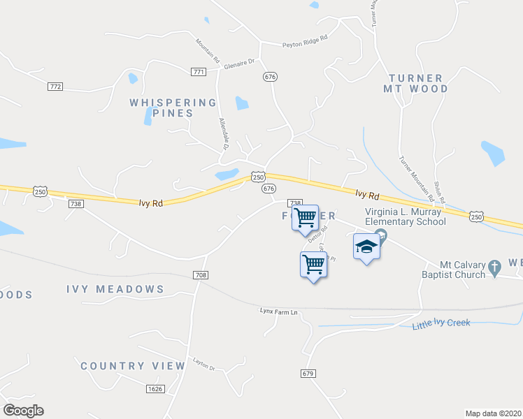 map of restaurants, bars, coffee shops, grocery stores, and more near 3413 Morgantown Road in Charlottesville