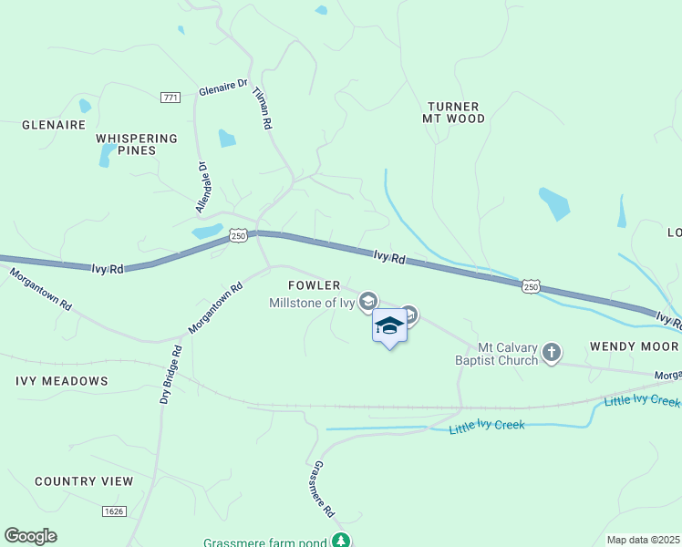 map of restaurants, bars, coffee shops, grocery stores, and more near 3312 Morgantown Road in Charlottesville