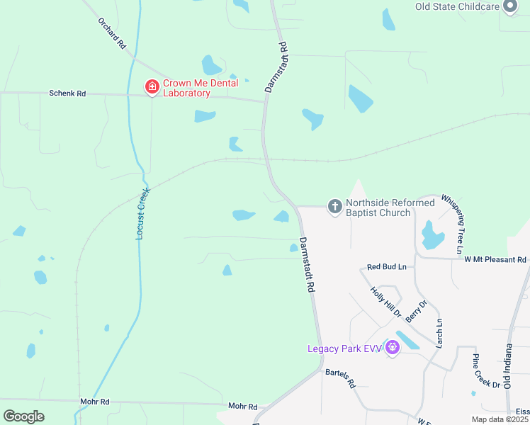 map of restaurants, bars, coffee shops, grocery stores, and more near 8914 Darmstadt Road in Evansville
