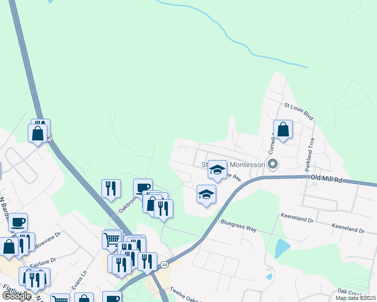 map of restaurants, bars, coffee shops, grocery stores, and more near 122 Frank Lane in Mount Washington