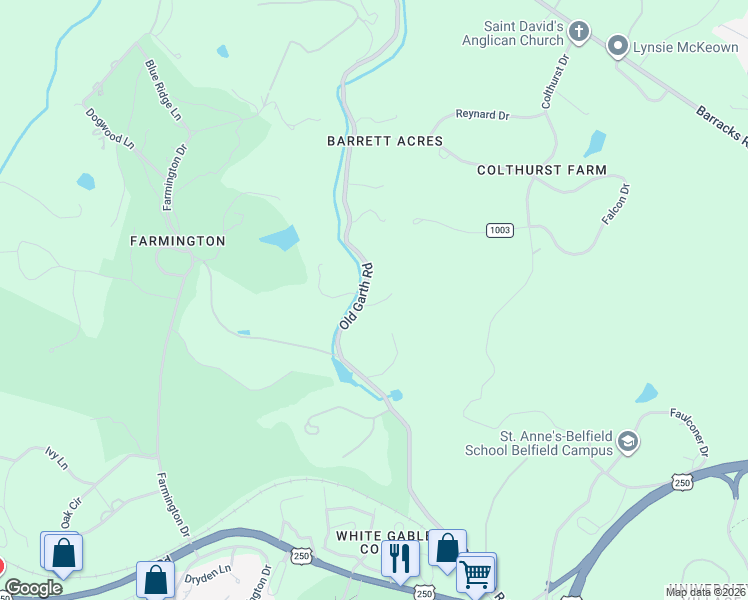 map of restaurants, bars, coffee shops, grocery stores, and more near 901-933 County Road 601 in Charlottesville