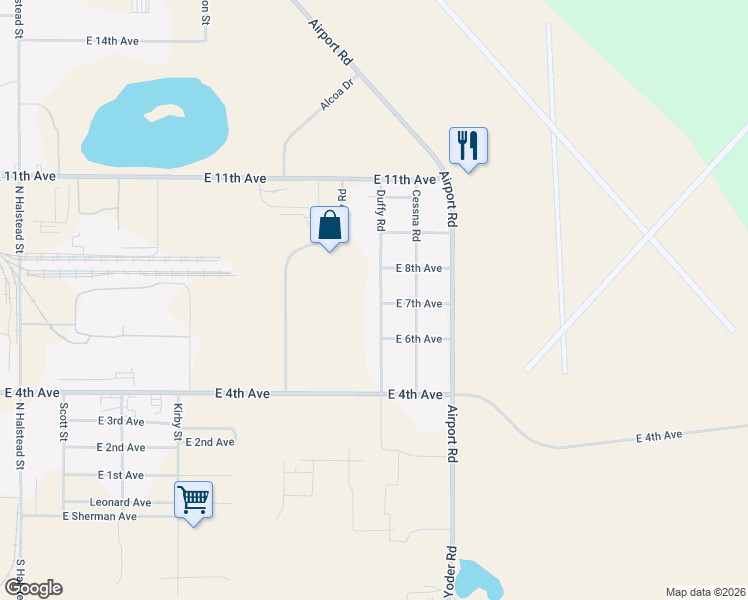 map of restaurants, bars, coffee shops, grocery stores, and more near 701 Duffy Road in Hutchinson