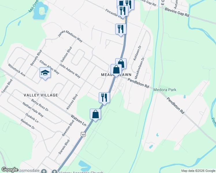 map of restaurants, bars, coffee shops, grocery stores, and more near 13414 Dixie Highway in Louisville