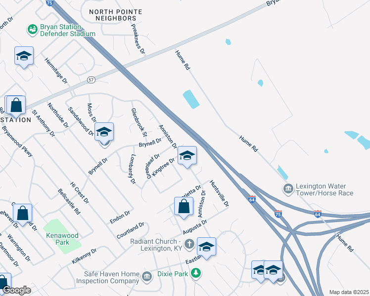 map of restaurants, bars, coffee shops, grocery stores, and more near 2004 Fordson Court in Lexington