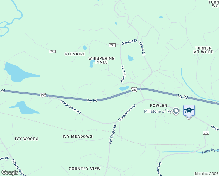 map of restaurants, bars, coffee shops, grocery stores, and more near 5106 Ivy Road in Charlottesville