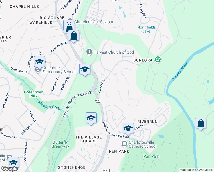 map of restaurants, bars, coffee shops, grocery stores, and more near 925 Dunlora Drive in Charlottesville