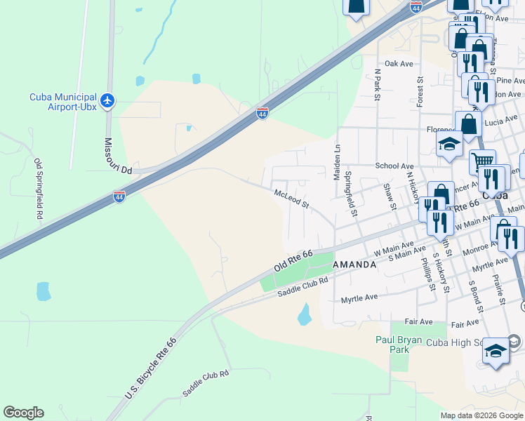 map of restaurants, bars, coffee shops, grocery stores, and more near 125 Pear Tree Lane in Cuba