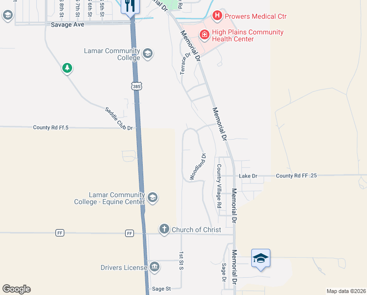 map of restaurants, bars, coffee shops, grocery stores, and more near 290-398 Woodland Dr in Lamar