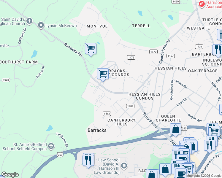 map of restaurants, bars, coffee shops, grocery stores, and more near in 