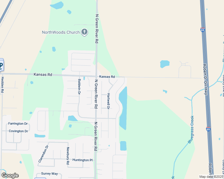map of restaurants, bars, coffee shops, grocery stores, and more near 9323 Hartwell Drive in Evansville