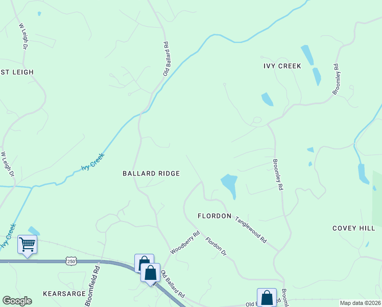 map of restaurants, bars, coffee shops, grocery stores, and more near 977 Tanglewood Road in Charlottesville