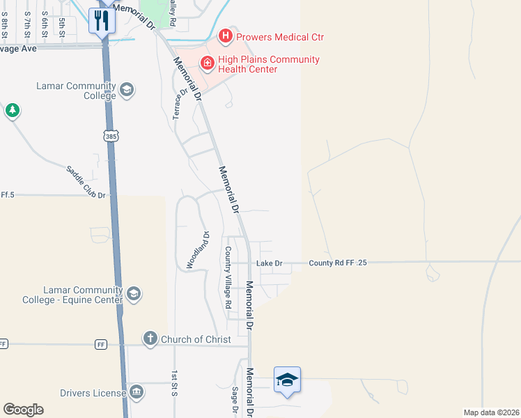 map of restaurants, bars, coffee shops, grocery stores, and more near 402 Valley View Road in Lamar