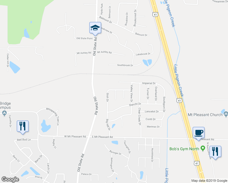 map of restaurants, bars, coffee shops, grocery stores, and more near 9224 Arbor Grove Court in Evansville