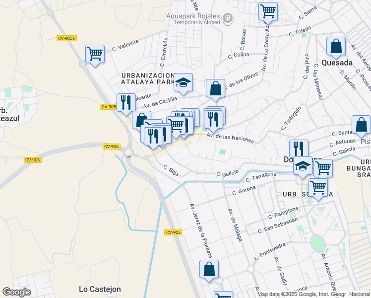 map of restaurants, bars, coffee shops, grocery stores, and more near 19 Calle Galicia in Ciudad Quesada