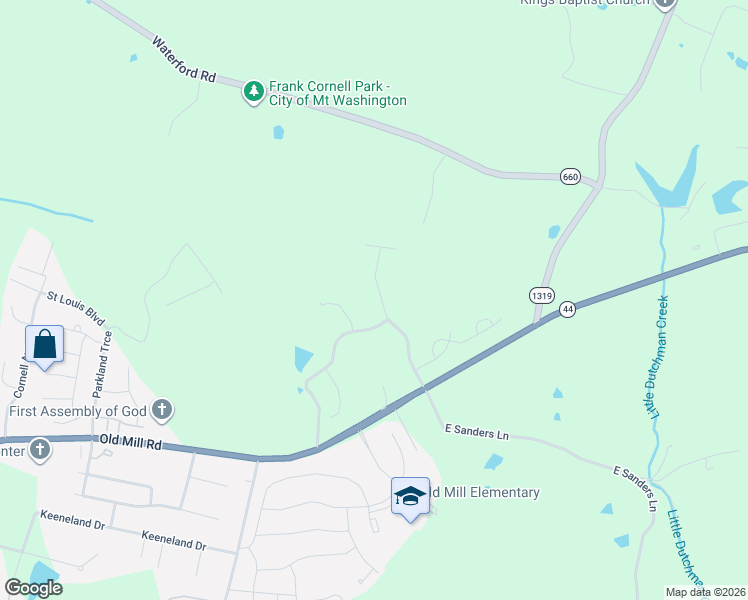 map of restaurants, bars, coffee shops, grocery stores, and more near 12640 Kentucky 44 in Mount Washington