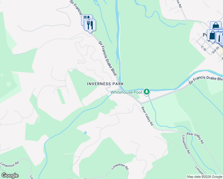 map of restaurants, bars, coffee shops, grocery stores, and more near 100 Thorndale Drive in San Rafael