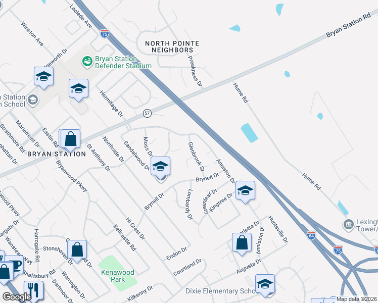 map of restaurants, bars, coffee shops, grocery stores, and more near 1912 Deep Glen Court in Lexington