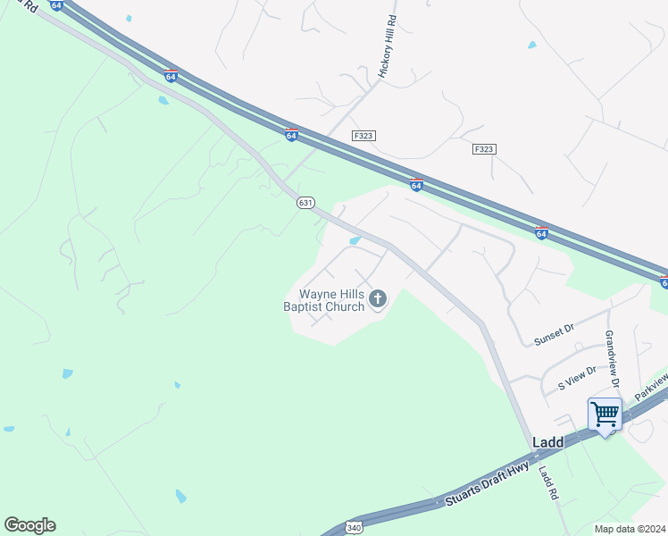 map of restaurants, bars, coffee shops, grocery stores, and more near 8 Prince John Court in Waynesboro