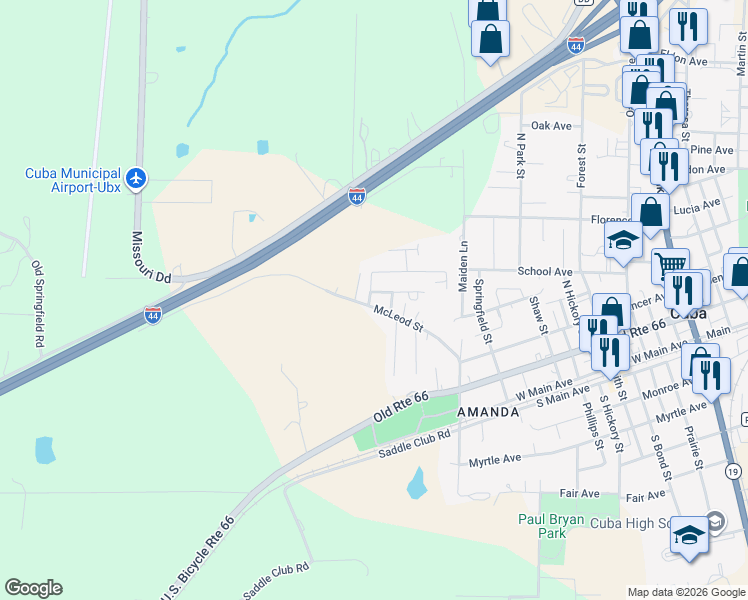 map of restaurants, bars, coffee shops, grocery stores, and more near 125 Pear Tree Lane in Cuba