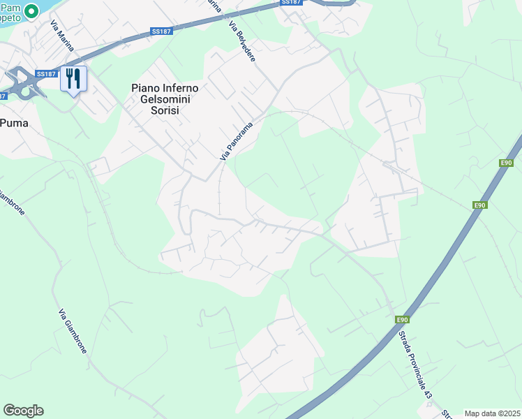 map of restaurants, bars, coffee shops, grocery stores, and more near 68 Strada Provinciale 43 in Città metropolitana di Palermo