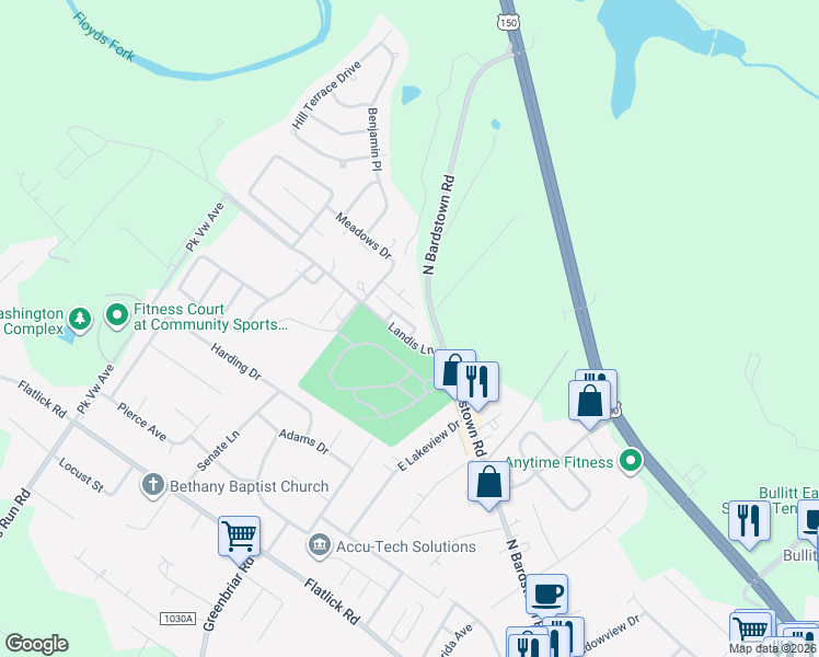 map of restaurants, bars, coffee shops, grocery stores, and more near 256 Landis Lane in Mount Washington