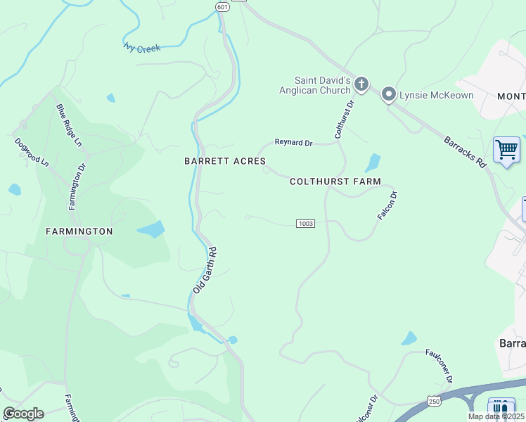 map of restaurants, bars, coffee shops, grocery stores, and more near 109 Cavalier Drive in Charlottesville