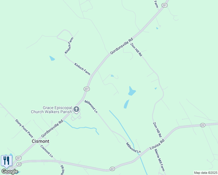 map of restaurants, bars, coffee shops, grocery stores, and more near 1032 Holly Ridge Road in Keswick