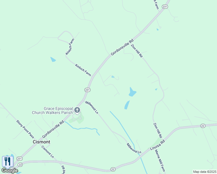 map of restaurants, bars, coffee shops, grocery stores, and more near 1032 Holly Ridge Road in Keswick