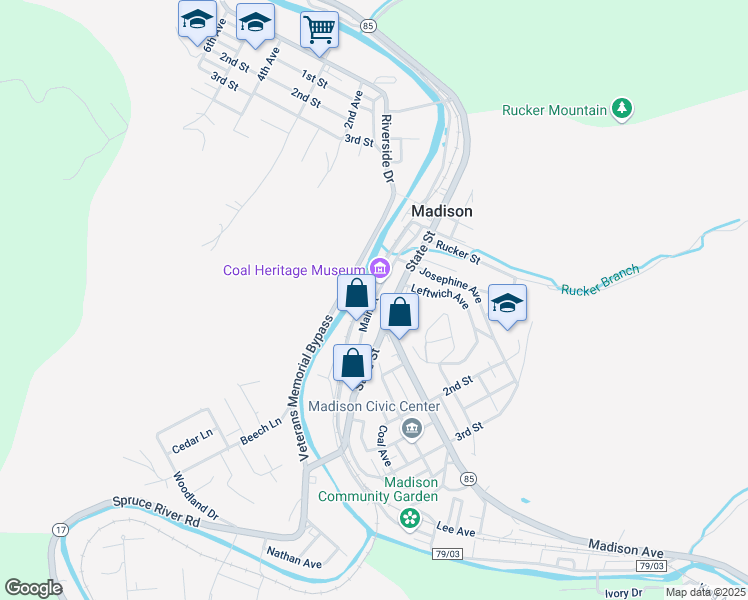map of restaurants, bars, coffee shops, grocery stores, and more near 375 Main Street in Madison