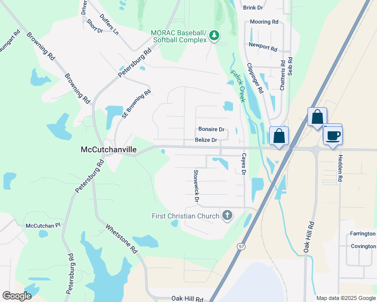 map of restaurants, bars, coffee shops, grocery stores, and more near 2430 Windemere Drive in Evansville