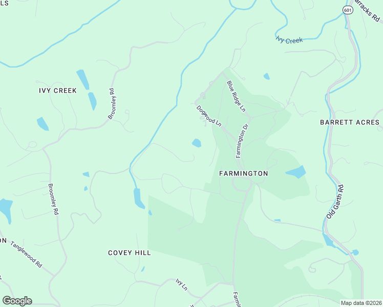 map of restaurants, bars, coffee shops, grocery stores, and more near 1545 Brook Hill Lane in Charlottesville