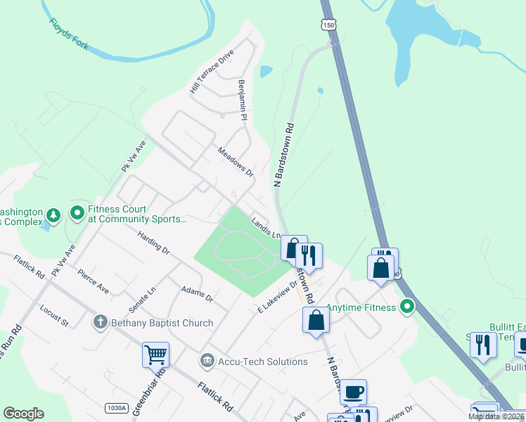 map of restaurants, bars, coffee shops, grocery stores, and more near 256 Landis Lane in Mount Washington