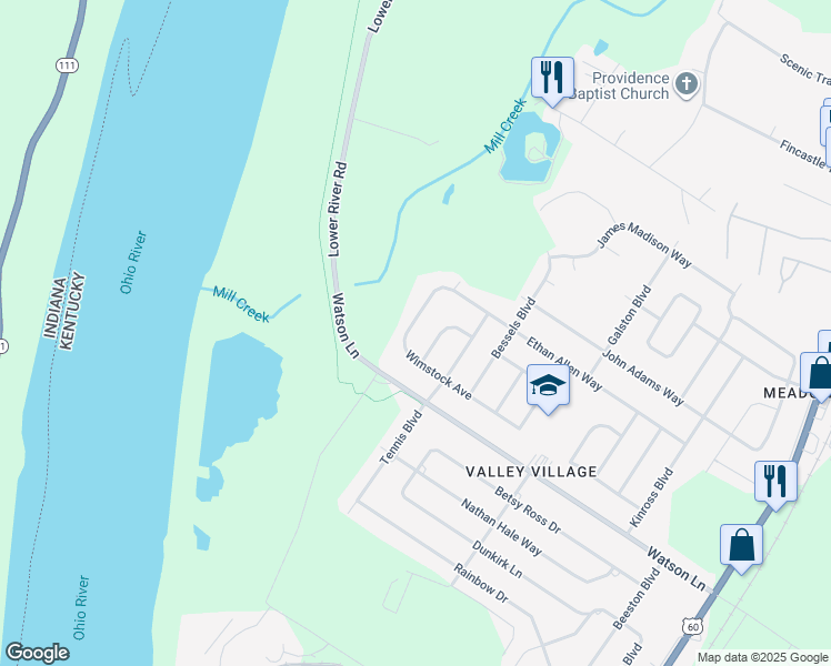 map of restaurants, bars, coffee shops, grocery stores, and more near 7501 Wimstock Avenue in Louisville