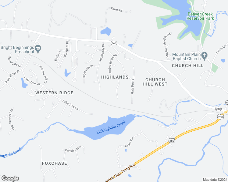 map of restaurants, bars, coffee shops, grocery stores, and more near 1010 Amber Ridge Road in Charlottesville