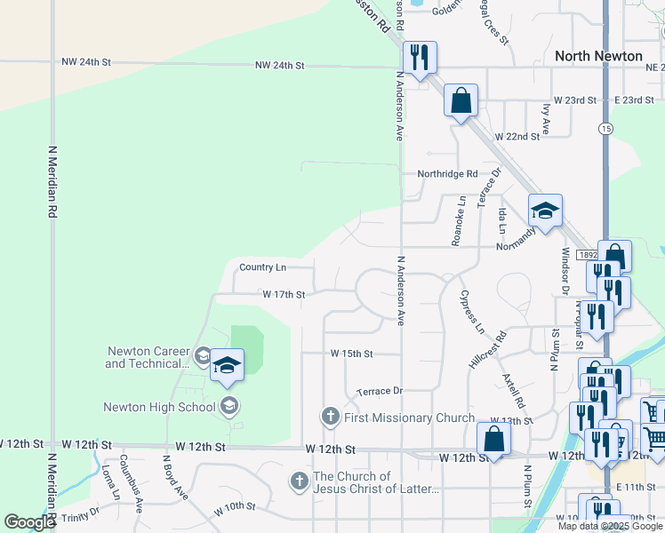 map of restaurants, bars, coffee shops, grocery stores, and more near 1808 Grandview Avenue in Newton