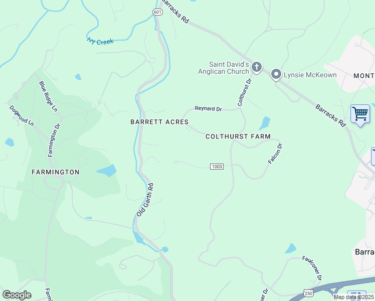 map of restaurants, bars, coffee shops, grocery stores, and more near 109 Cavalier Drive in Charlottesville