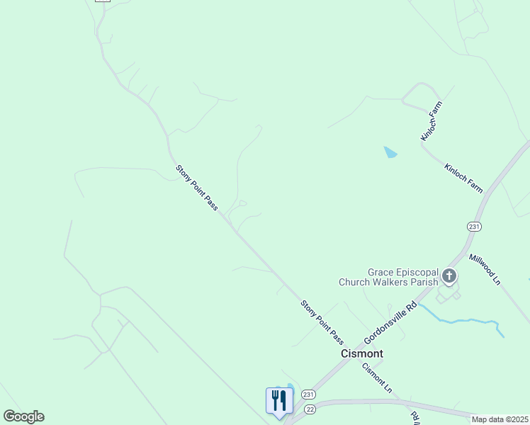 map of restaurants, bars, coffee shops, grocery stores, and more near 5298 Stony Point Pass in Keswick