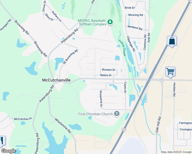map of restaurants, bars, coffee shops, grocery stores, and more near 2430 Windemere Drive in Evansville
