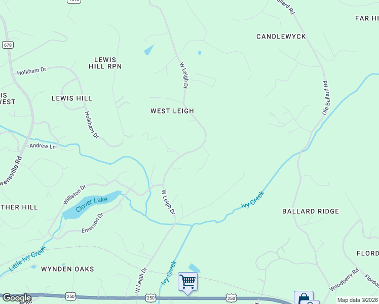 map of restaurants, bars, coffee shops, grocery stores, and more near 1035 West Leigh Drive in Charlottesville