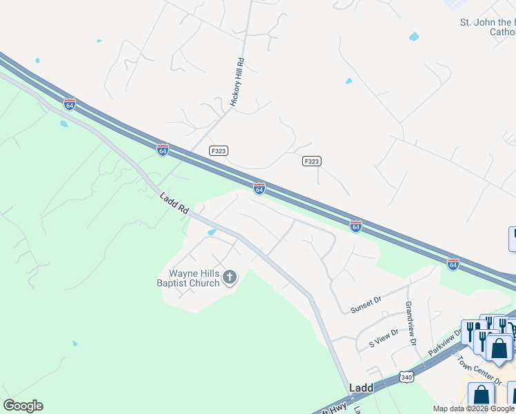 map of restaurants, bars, coffee shops, grocery stores, and more near 143 Pheasant Run in Waynesboro