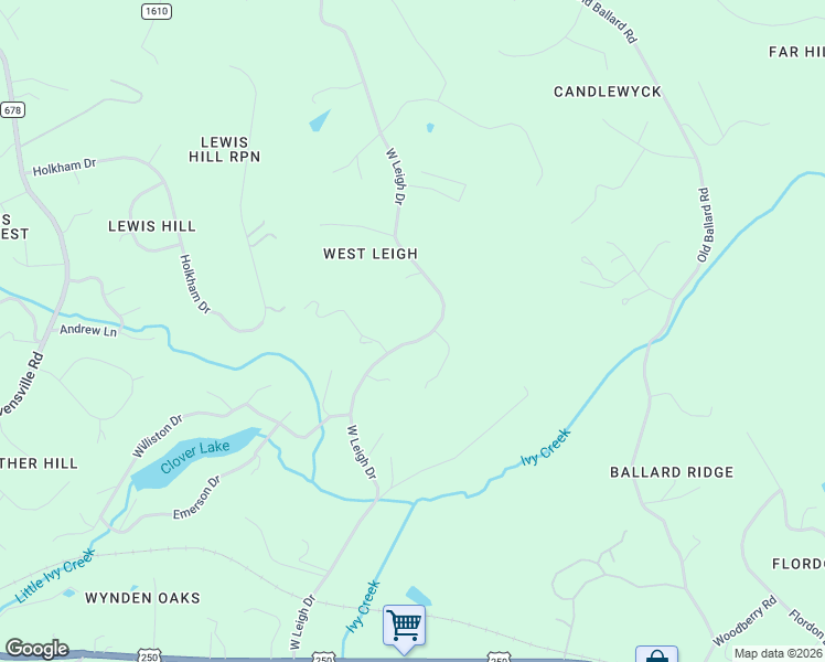 map of restaurants, bars, coffee shops, grocery stores, and more near 1035 West Leigh Drive in Charlottesville