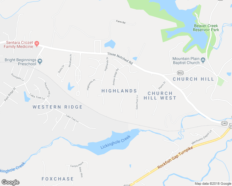 map of restaurants, bars, coffee shops, grocery stores, and more near 1074 Amber Ridge Road in Charlottesville