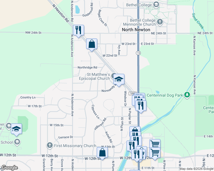 map of restaurants, bars, coffee shops, grocery stores, and more near 2006 Ida Lane in Newton