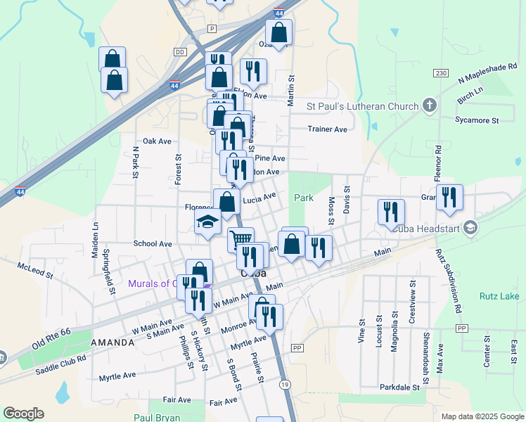 map of restaurants, bars, coffee shops, grocery stores, and more near 303 Margaret Avenue in Cuba