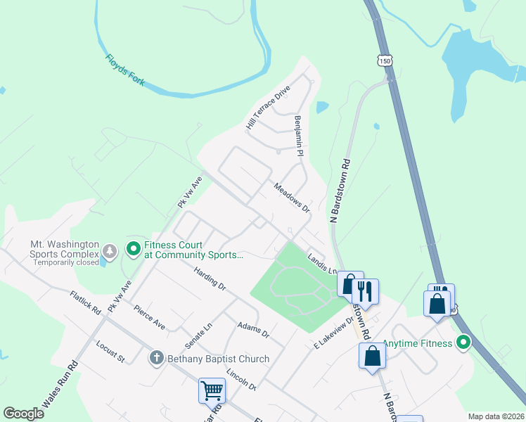 map of restaurants, bars, coffee shops, grocery stores, and more near 475 Landis Lane in Mount Washington